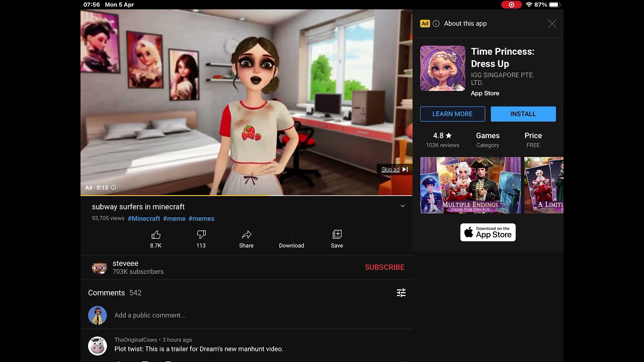 Terrible Time Princess: Dress Up Ad