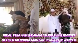 Heboh Pria Berseragam TNI Sujud Di Pelaminan, Sosoknya Bikin Netizen Kagum.
