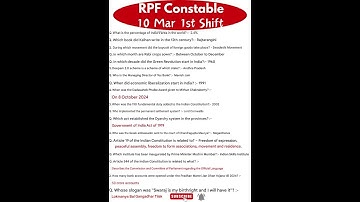 RPF Constable Exam Analysis 2025| RPF Constable Question Paper 2025 | 10 Mar 1st Shift| RPF Question