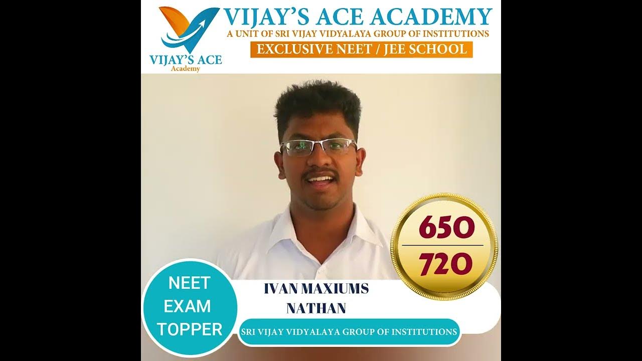 Vijay's Ace Academy NEET Exam Toppers Testimony Sri Vijay Vidyalaya