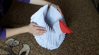 Модульное оригами гигантский лебедь (лебеденок) из больших модулей (мастер класс)
