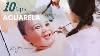 10 consejos para pintar retratos en acuarela de forma sencilla.