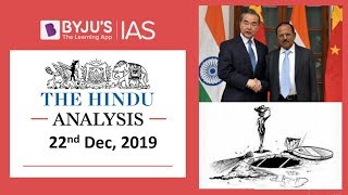 'The Hindu' Analysis for 22nd December, 2019 (Current Affairs for UPSC/IAS)