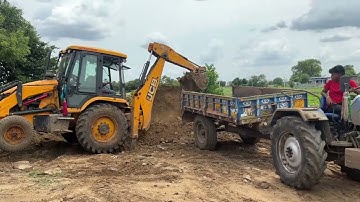 JCB 3dx Backhoe Loading Pond Murum in Sonalika Tractor Video Part-05 || SRIKANTH SSLC
