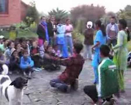 Refuge children dance for Tihar festival in Nepal