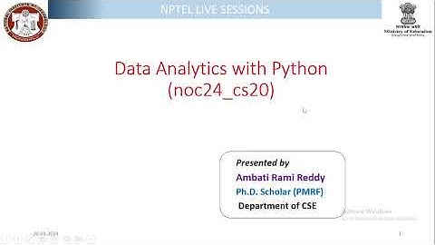 Live session 1: Data Analytics with Python (noc24_cs20) | NPTEL | PMRF TAship| Data Analysis