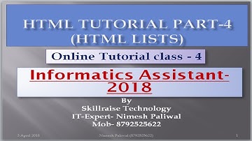 Html List Tags part-4 | In Hindi| Informatics Assistant || By Skill Raise