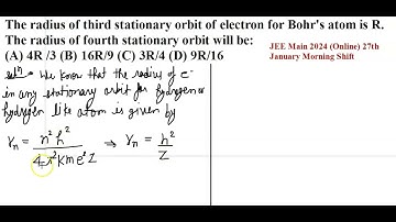 The radius of third stationary orbit of electron for bohr