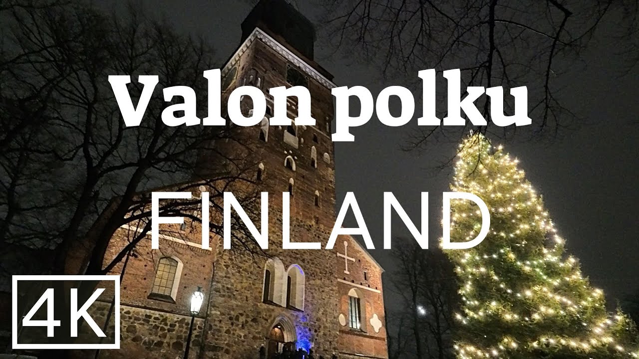 Valon Polku Light Art Installation, Turku, Finland | Walk With Me | 4K