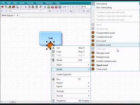 BPMN 2: Menu entries for BPMN