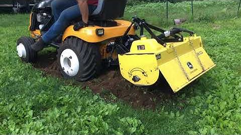 Cub 3240 with Deere 42" Hydraulic Tiller in Action Pt2