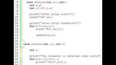 37 ) print elements in reverse order @1-D ARRAY(arrays and functions)