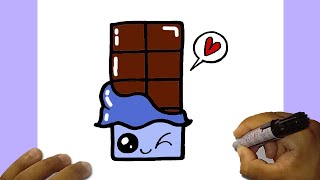 CHOCOLATE BAR, HOW TO DRAW CUTE CHOCOLATE BAR KAWAII, DRAWINGS EASY