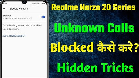 Realme Narzo 20 Series Unknown Calls Block kaise kare//How to block unknown Calls realme Narzo 20