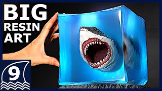 DIY. BIG Resin art of MEGALODON ATTACKING【Sculpture of ancient giant creatures/Beautiful horror art】