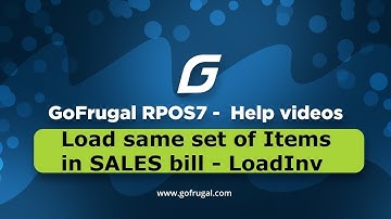 GoFrugal RPOS7 - Load the same set of items in Sales - Load Inventory