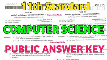 11th Computer Science Public Answer key 2022|11th Full Answer key 2022|Today Public Exam Answer key