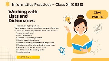 Python List Program 4-1 (Menu) | Ch-4 Working with Lists and Dictionaries (Part-5) | Class11 IP CBSE