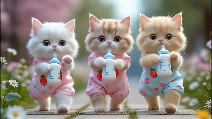 Cats dancing and drinking Milk and giggling