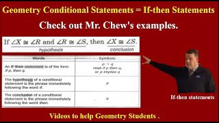Geometry Conditional Statements = If-then Statements