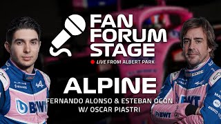 Information Alpine's Fernando Alonso & Esteban Ocon, from the F1® Australian Grand Prix Fan Forum Stage Guide