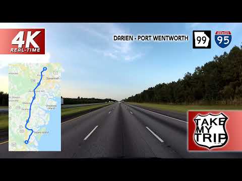 Darien to Port Wentworth / Savannah area on Georgia 99, US 17, I-95 scenic drive in 4K