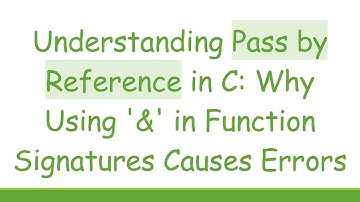 Understanding Pass by Reference in C: Why Using 