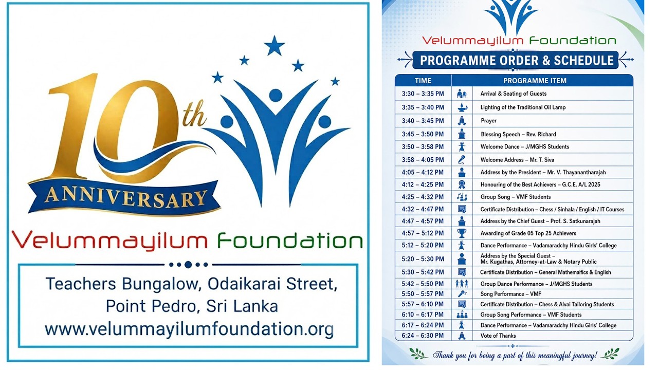 10 th  ANNIVERSARY Velummayilum Foundation.