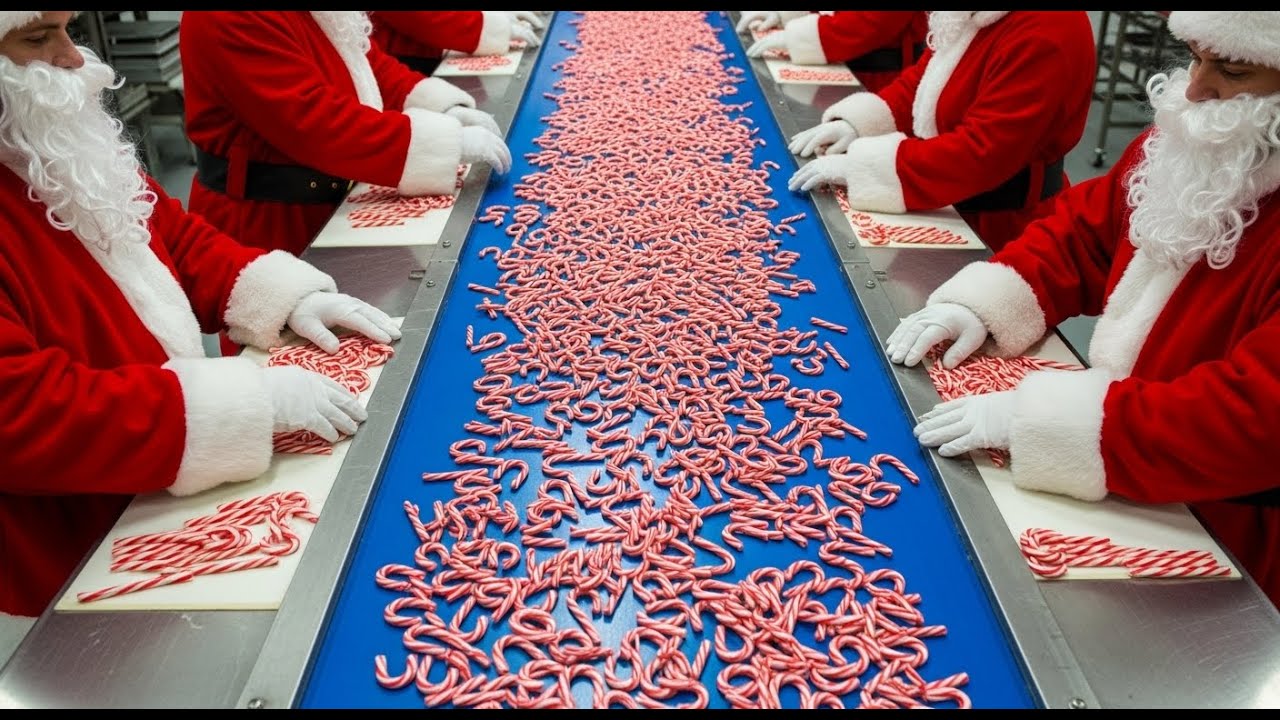 Inside the Factory Making Millions of Christmas Candy Canes | How Candy Canes Are Mass Produced