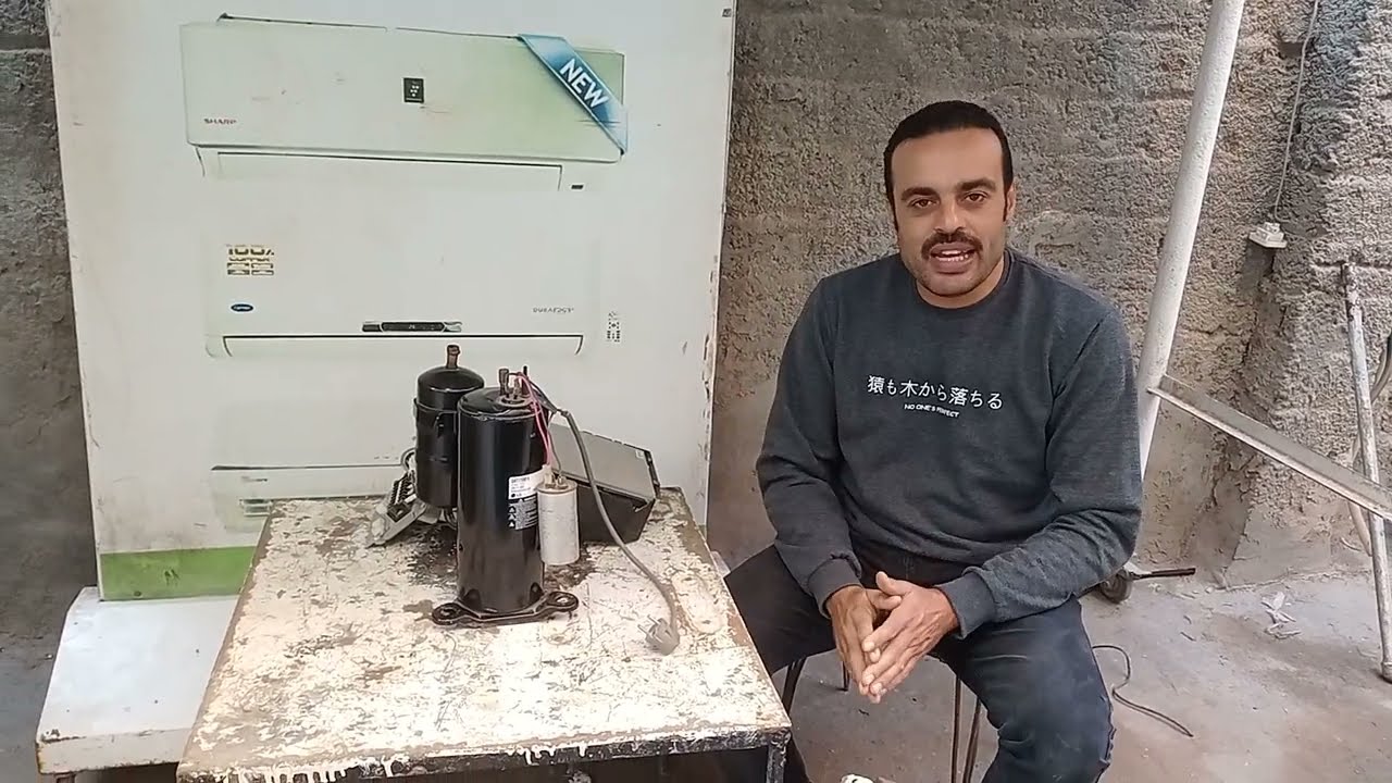 تجربه تشغيل الكباس الانفرتر علي مصدر تيار 220 فولت مباشره