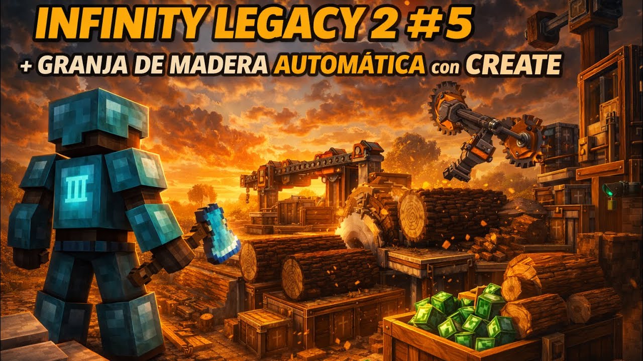 Infinity Legacy 2 #5 | ¡Granja de Madera AUTOMÁTICA con CREATE: leñador 24/7 en Hardcore!