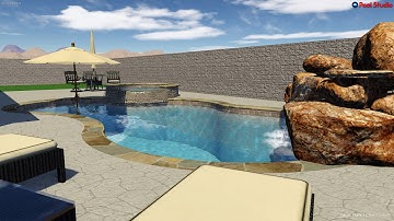 RP Freeform Pool and Spa with Rock Waterfall and Grotto