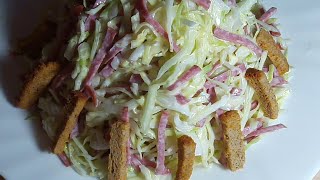 Супер Быстрый Салат За 3 минуты ! Салат из Капусты, Копчёной Колбасы и Сухариков ! Легко и Просто ! Супер Быстрый Салат За 3 минуты ! Салат из Капусты, Копчёной Колбасы и Сухариков ! Легко и Просто !