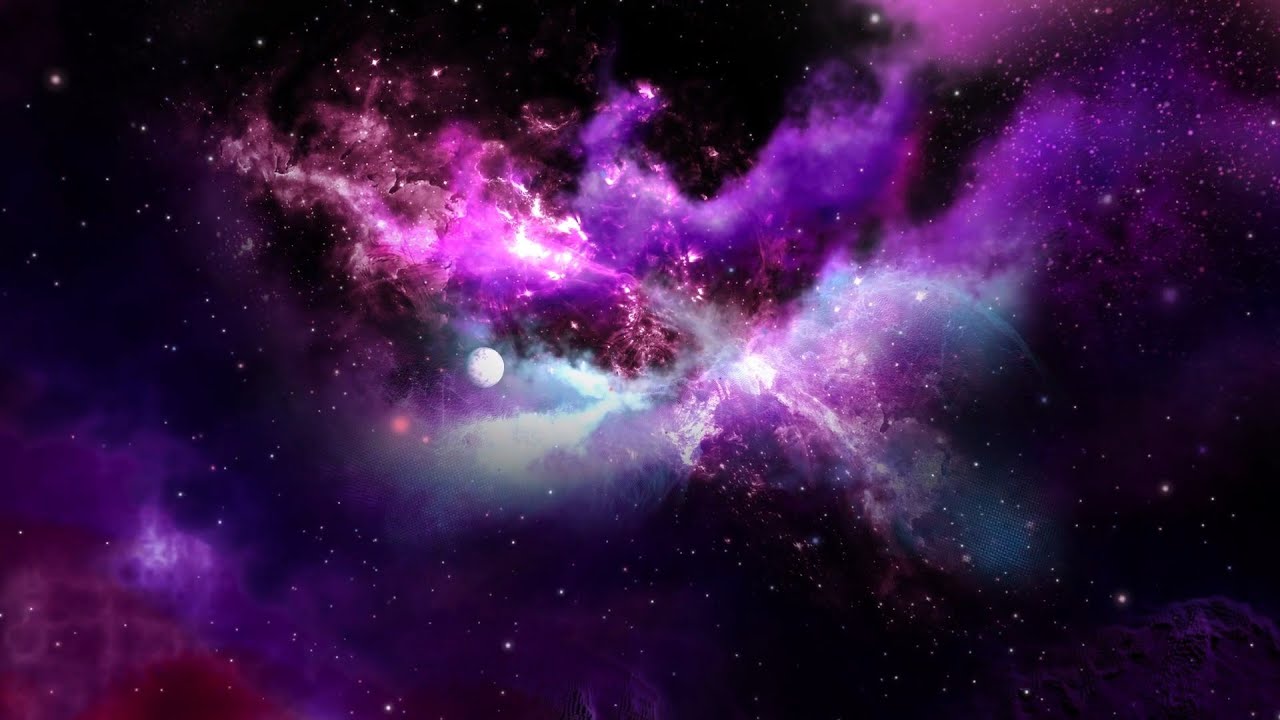 Schöne lila Weltraumgalaxie-Animation. 1 Stunde - zur Meditation und Entspannung (ohne Musik)