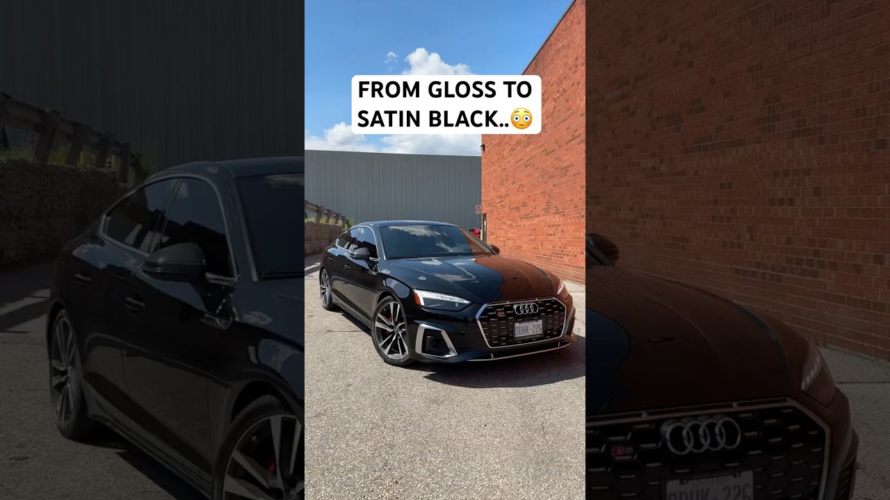 Audi S5 Gets Wrapped In Satin Black..😱#audi #audis5 #carwrap #wrap #transformation #satin #shorts