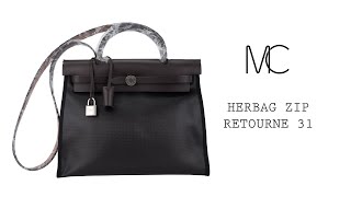NEW HERMES◆HERBAG RETOURNE 31BLACK◆ Hermès Herbag Zip 31 Black/Black Retourne Gold Hardware
