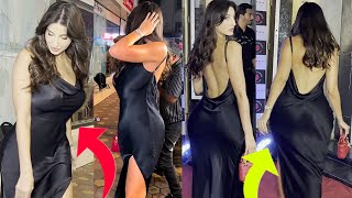 Aila..Yeh kya no bra and panty 🥵 || nora fatehi attracts attention with braless black attire 😍