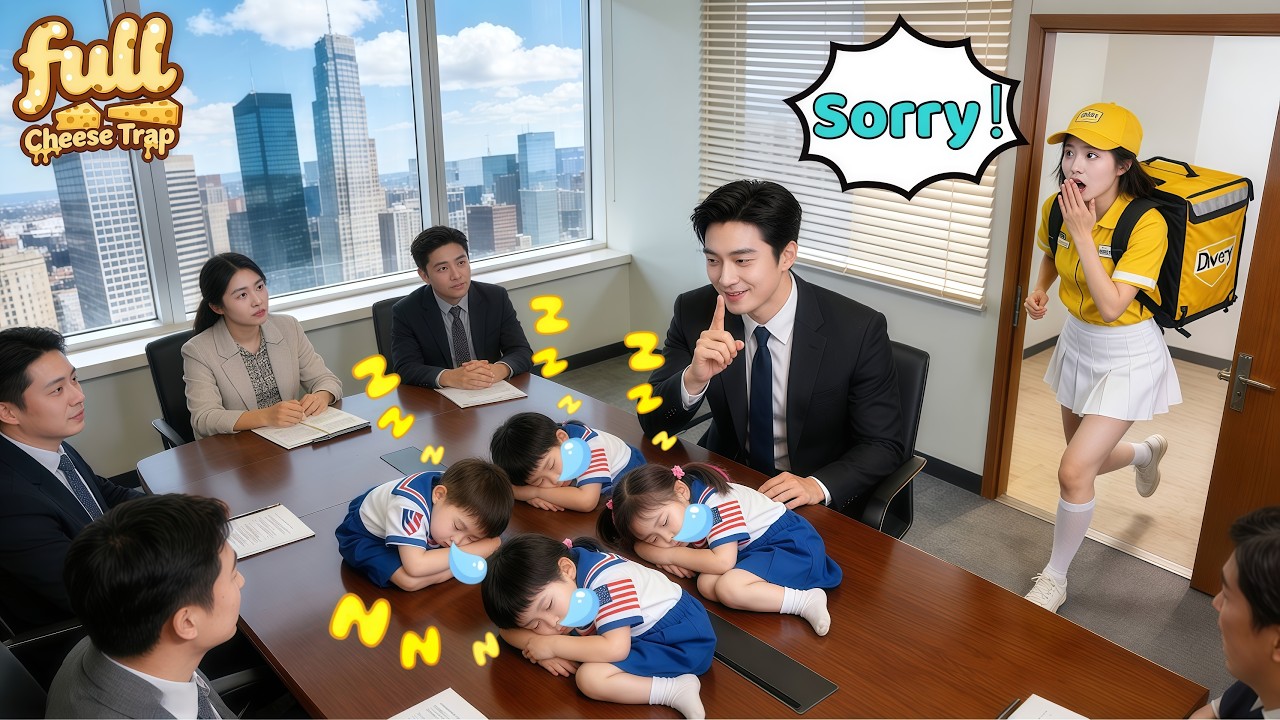 Poor delivery girl’s 4 kids slept in CEO’s meeting room—he found they were his & took them home!