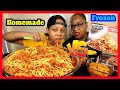 HOMEMADE SPAGHETTI VS. FROZEN SPAGHETTI MUKBANG CHALLENGE!