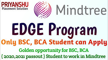 Mindtree EDGE Program for BSC, BCA | Mindtree Hiring for fresher | Mindtree hiring 2020 2021 Batch