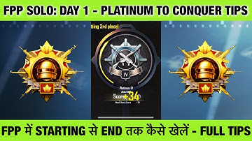 🇮🇳FPP SOLO : DAY 1 - GOLD/PLATINUM TO CONQUER BEST PLAYING STRATEGY & TIPS. SOLO CONQUEROR BEST TIPS