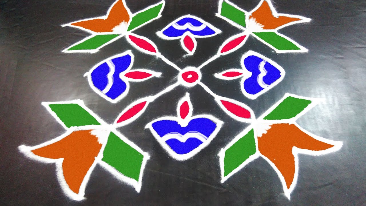 267 - Simple Kolam Design Art | 7 x 7 Dots | Easy Rangoli Designs ...