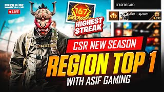 New Season Cs Rank push In Region Top 1 Lobby With Highest Streak Ever 🤯 | Garena - Free Fire