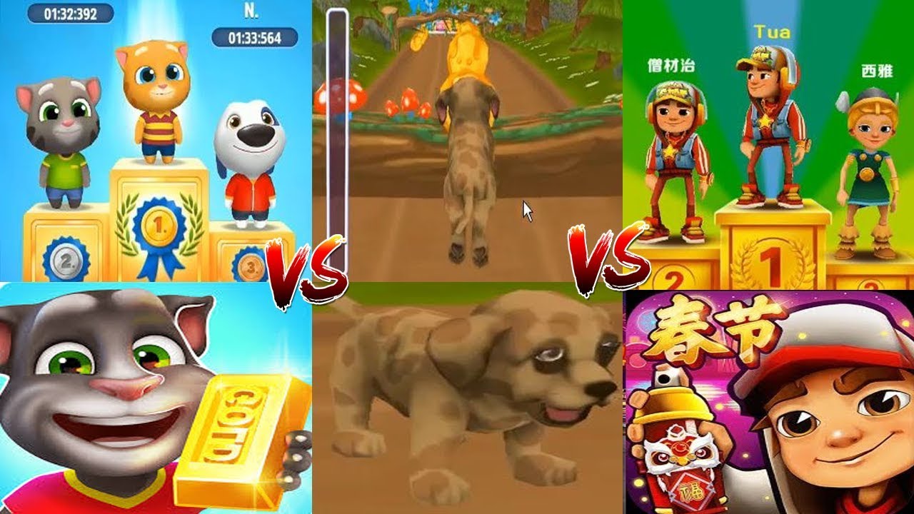Subway Surfers vs Pet Dog Runner - Endless Run vs Talking Tom Gold Run TLKK