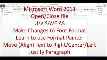 Microsoct Word 2013/2016 pt 2 (Formatting, Format Painter, Alignment)