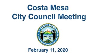 Costa Mesa City Council Study Session Feb. 11, 2020