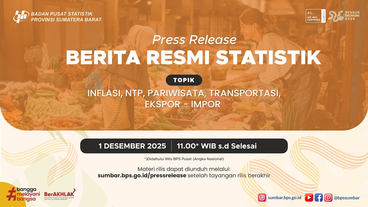 Rilis Berita Resmi Statistik BPS Provinsi Sumatera Barat - 1 Desember 2025