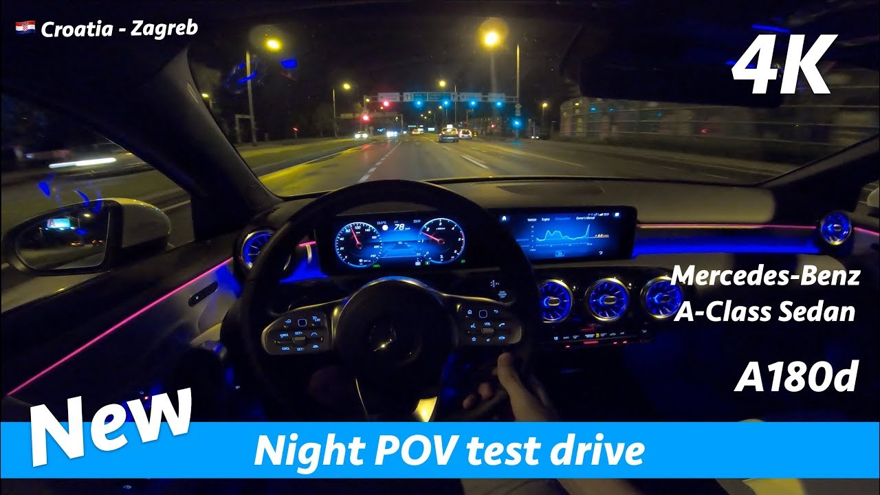 Mercedes A Class Sedan 2019 A180d Night Pov Test Drive And Review In 4k Amg Line