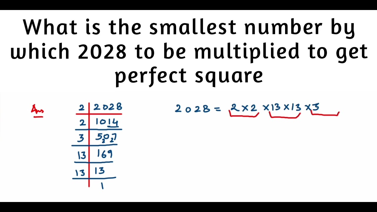 What Is Smallest Number By Which 2028 Must Be Multiplied To Get Perfect 