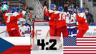 ČESKO VS USA ČTVRTFINÁLE MISTROVSTVÍ SVĚTA V HOKEJI 2022 U20